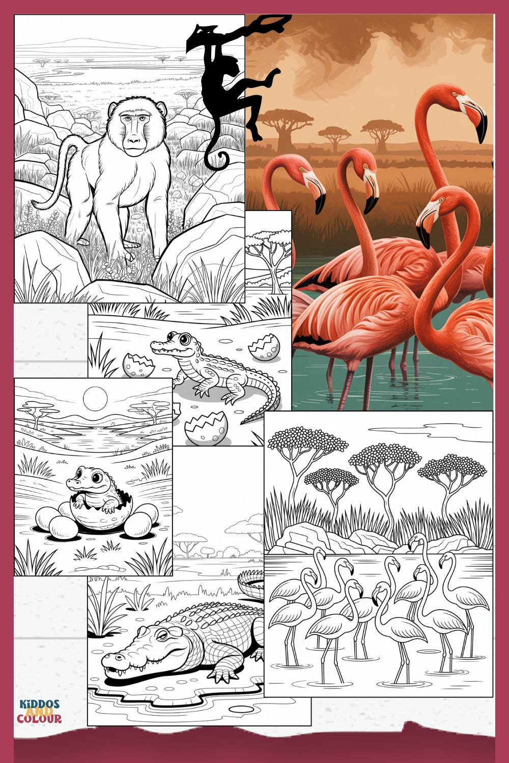 60 Safari Animals Colouring Pages for Kids – Printable Colouring Book for Ages 4–12 |  Savanna Wildlife Instant Download PDF