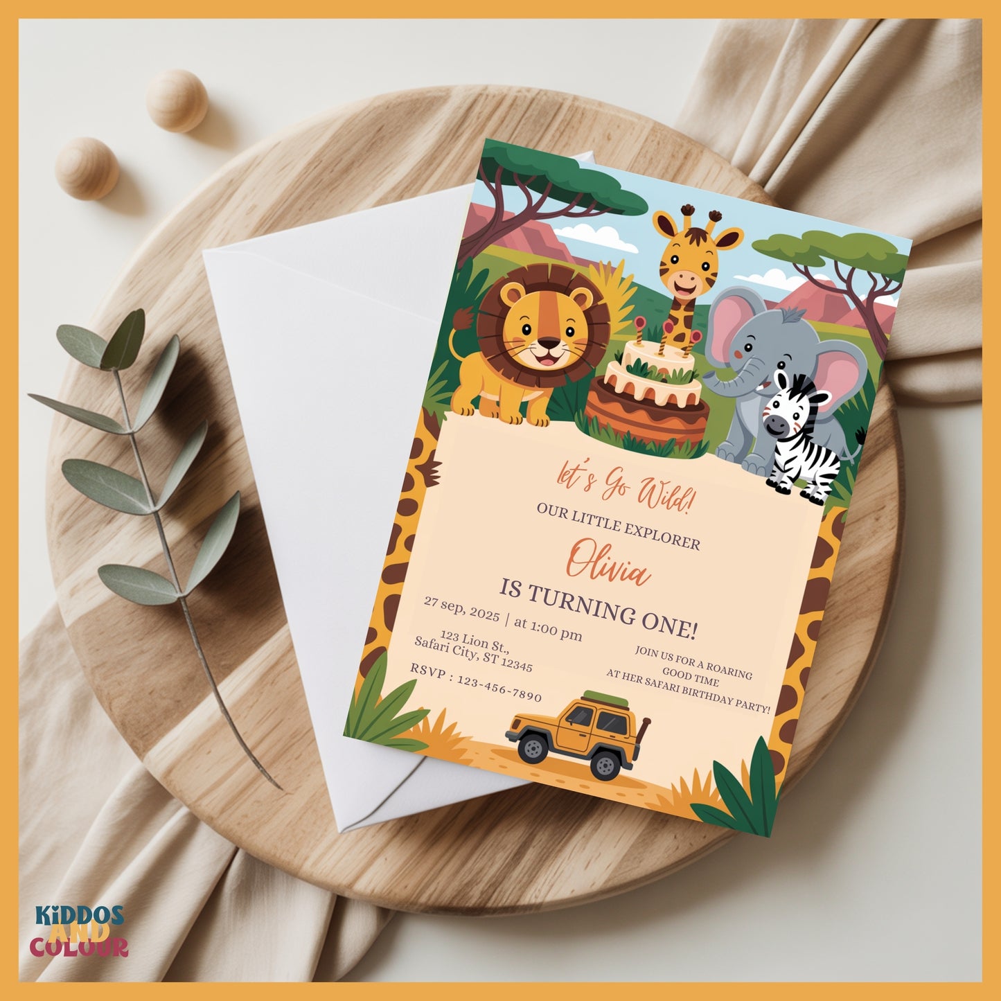 Safari Birthday Invitation | Printable Wild Animals Invite | Jungle Animals Party Invite | Editable Template