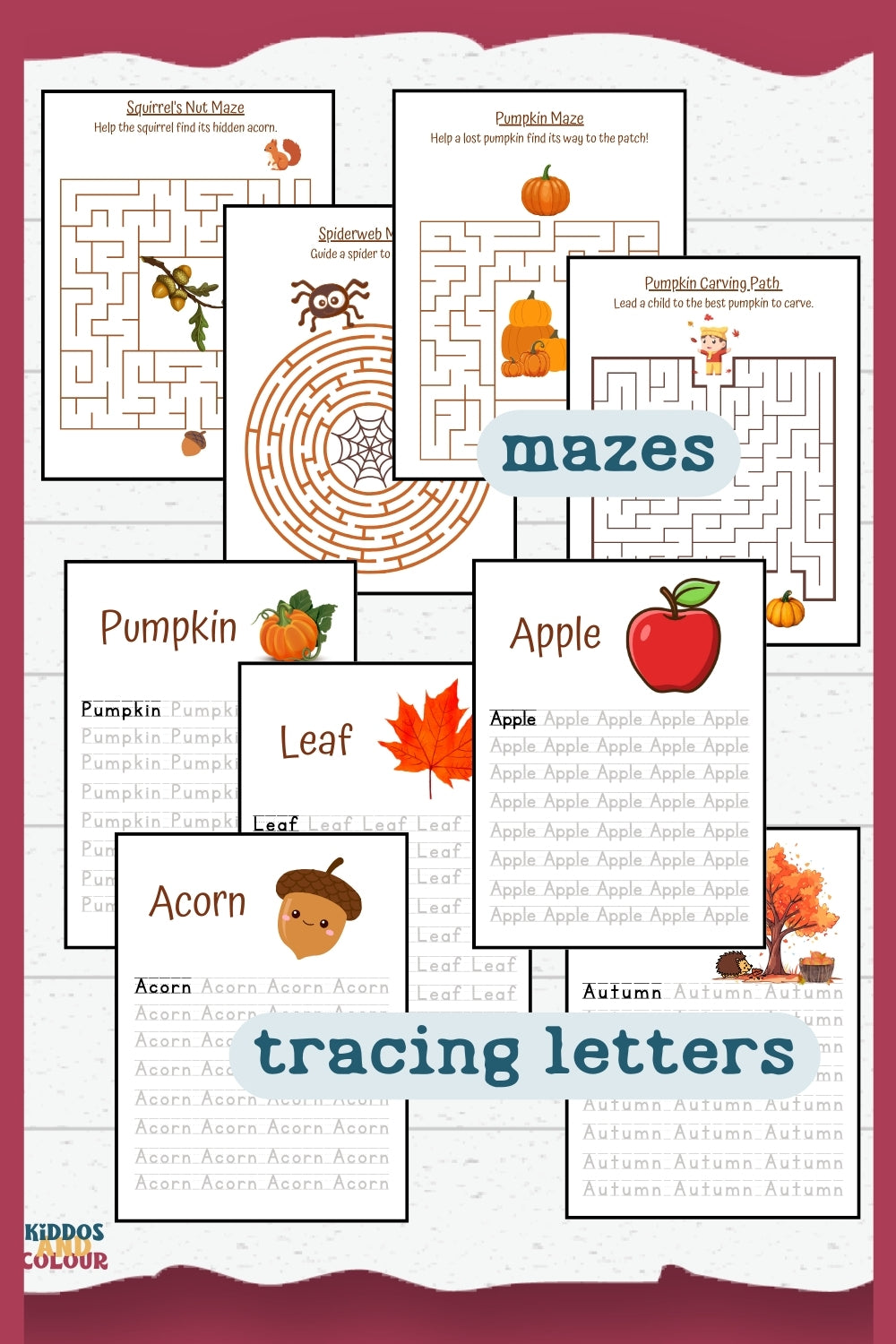 Autumn Activity Book for Kids: Fall Printable Workbook (Instant Download)