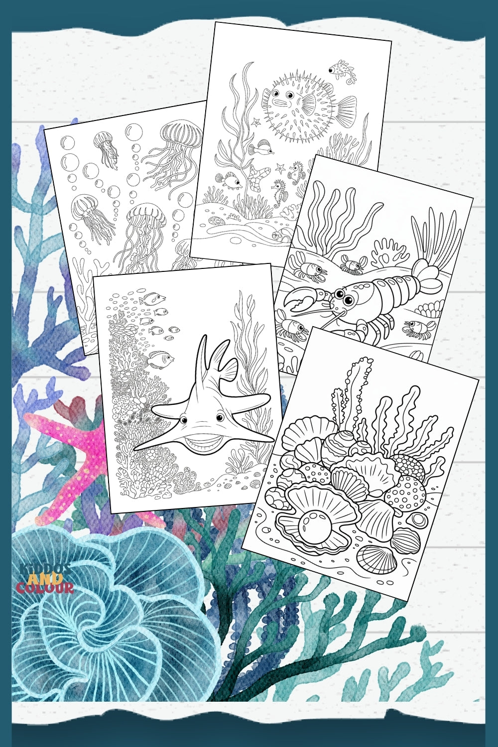 80 Under the Sea Colouring Pages for Kids aged 5-10 | Educational Ocean Activity Printable | Coral Reef