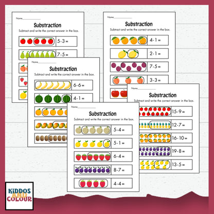 Math Worksheets for Kids | Addition, Subtraction, Place Value, Number Matching, Fun Math Printables 1–20 | Preschool & Kindergarten Learning