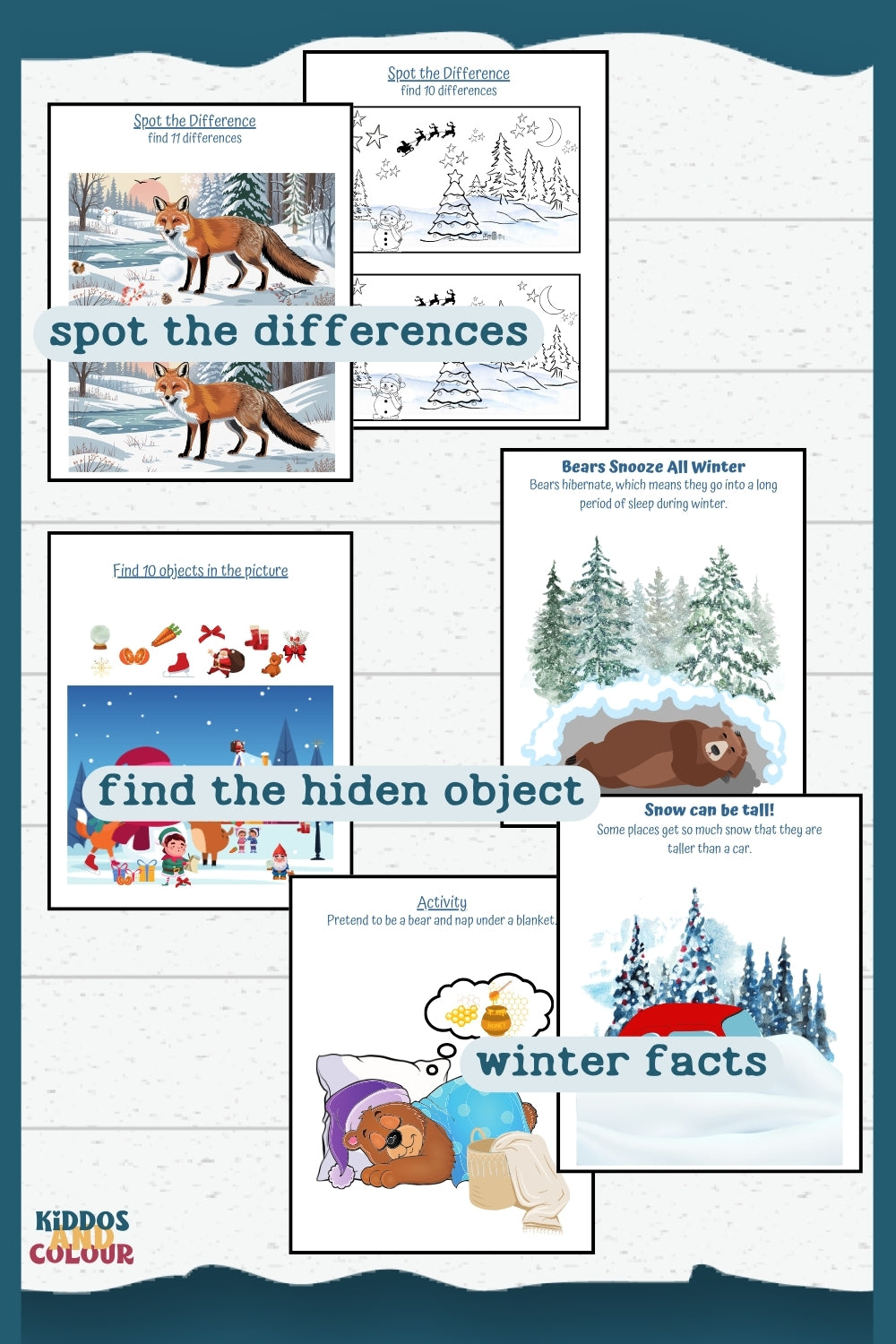 Winter Activity Book for Kids, Printable Christmas Worksheets, Colouring Pages, Puzzles, Mazes and more!