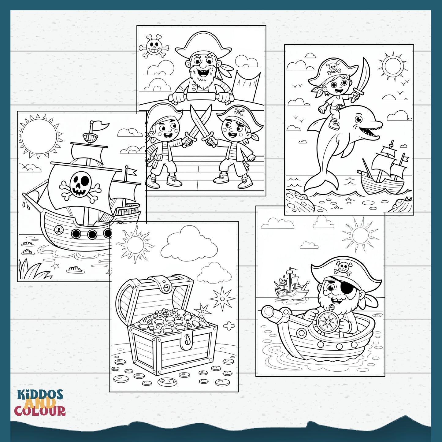 Pirate Adventure Colouring Pages: Kids Printable Activity Book (PDF Download)