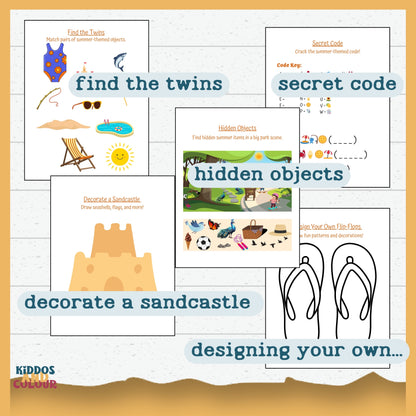 Summer Activity Book for Kids – 60 Fun Printable Pages with Colouring, Mazes, Word Searches, Puzzles & More | Instant Download