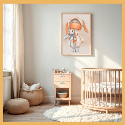 Printable Wall Art – "Cute Sleepyhead" | Tilda Doll Bunny Nursery Print | Baby Room Decor | Digital Download