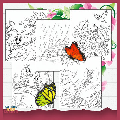 Butterfly Life Cycle 35 Colouring Pages for Kids: Educational Printable Activity, Learn Through Play, Science Craft & Colouring Sheets