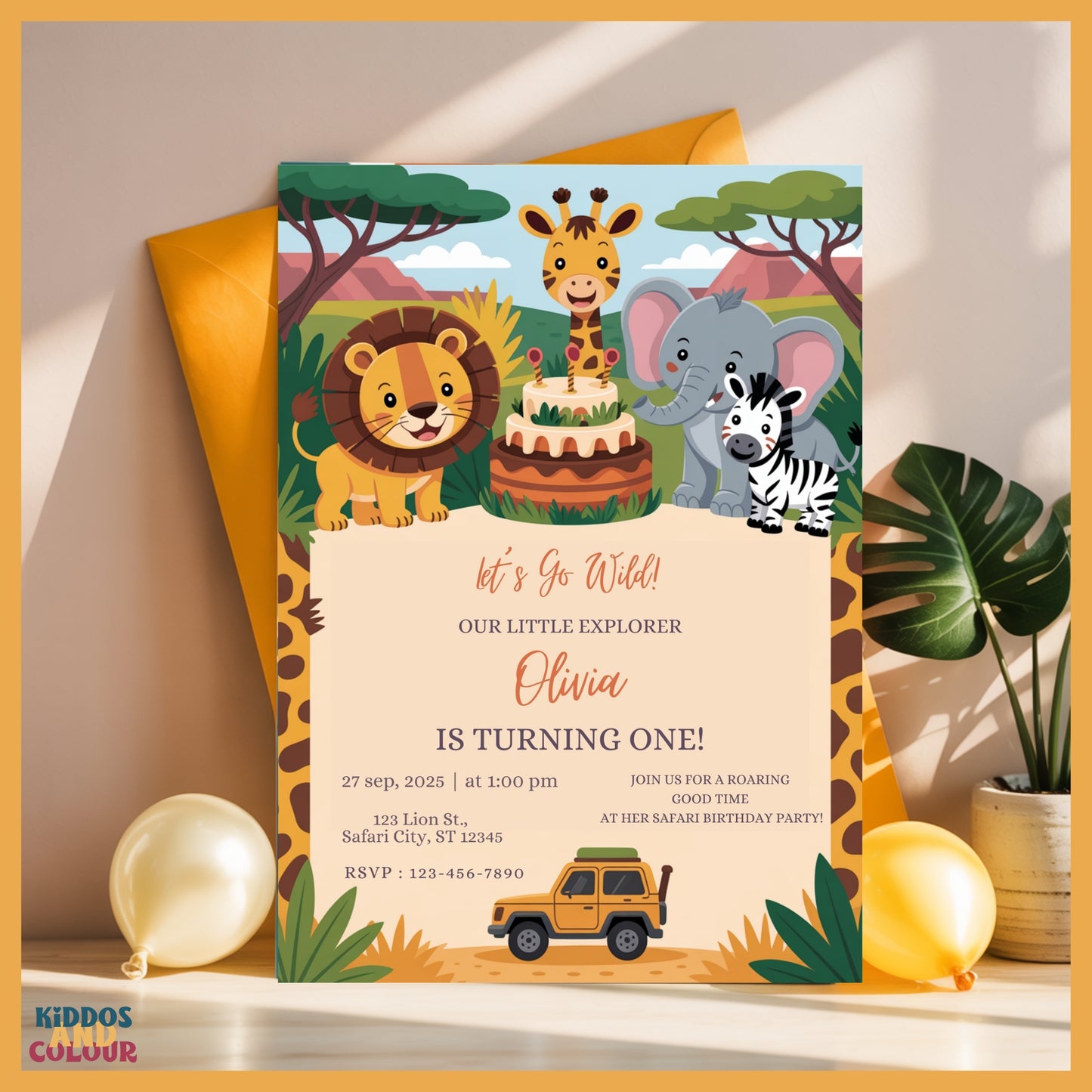 Safari Birthday Invitation | Printable Wild Animals Invite | Jungle Animals Party Invite | Editable Template