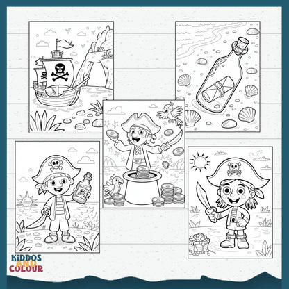 Pirate Adventure Colouring Pages: Kids Printable Activity Book (PDF Download)
