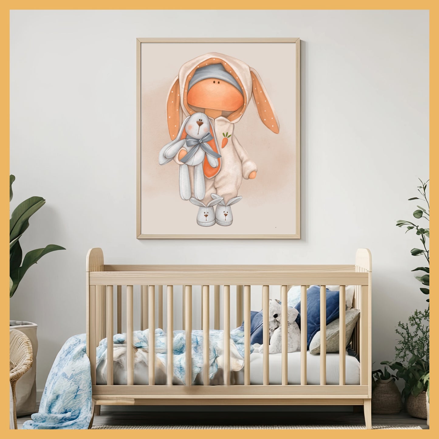 Printable Wall Art – "Cute Sleepyhead" | Tilda Doll Bunny Nursery Print | Baby Room Decor | Digital Download