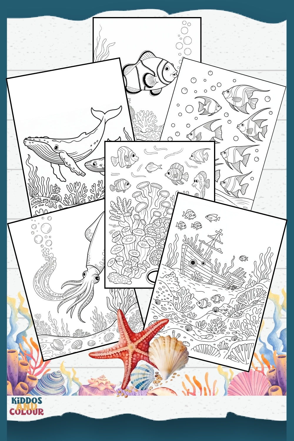 80 Under the Sea Colouring Pages for Kids aged 5-10 | Educational Ocean Activity Printable | Coral Reef