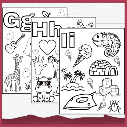 Alphabet Colouring Pages for Toddlers, Pre-schoolers Learning Activity Pages