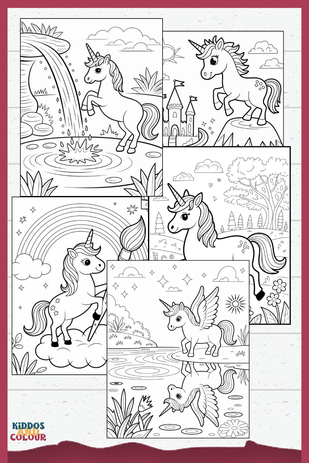 50 Unicorn Colouring Pages: Magical Colouring Book for Kids Ages 4-8 (Digital Download)