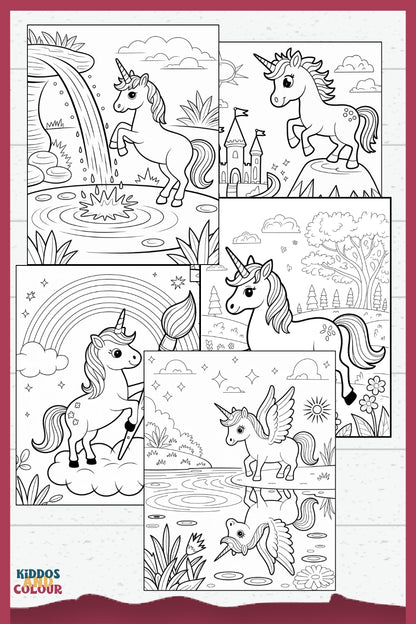 50 Unicorn Colouring Pages: Magical Colouring Book for Kids Ages 4-8 (Digital Download)