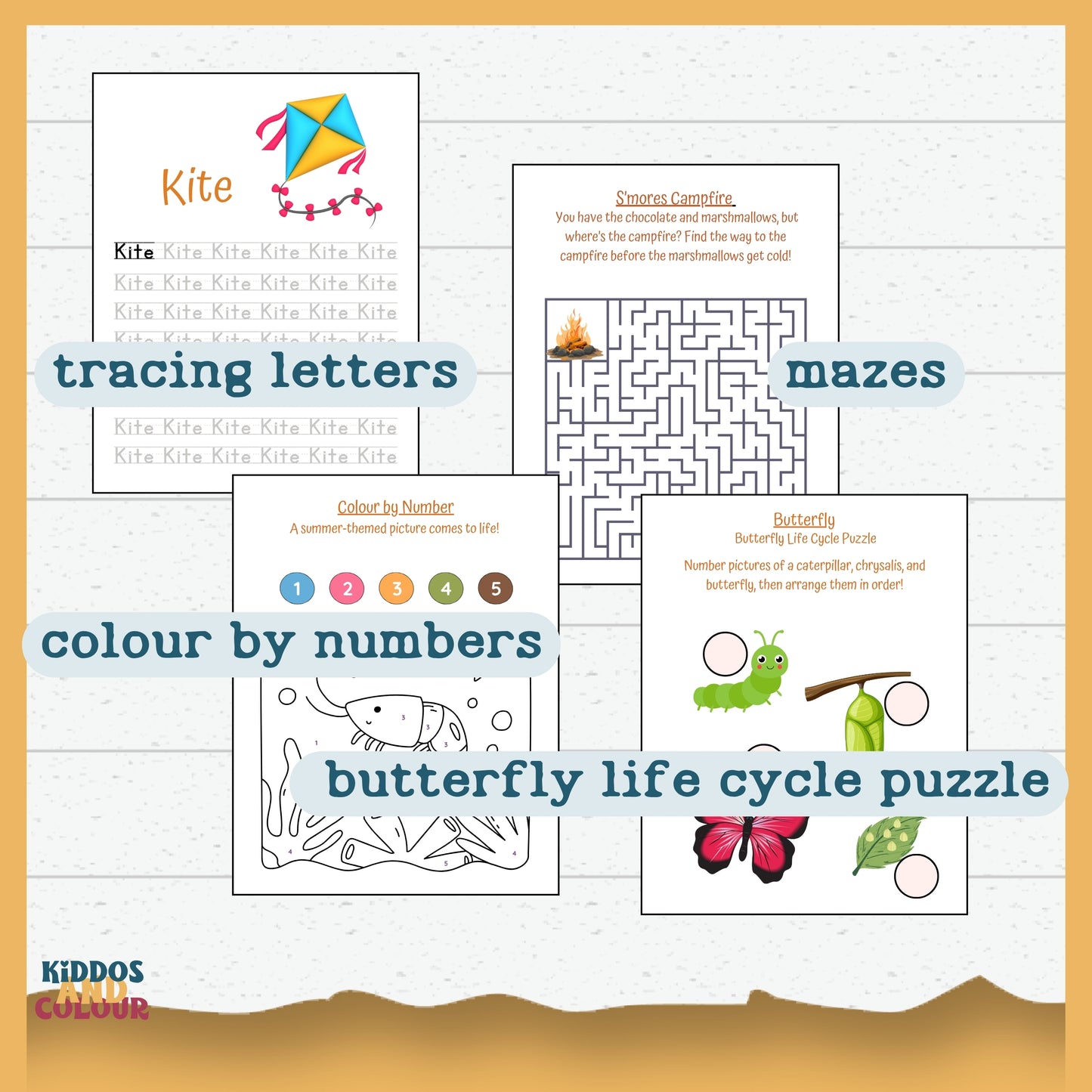 Summer Activity Book for Kids – 60 Fun Printable Pages with Colouring, Mazes, Word Searches, Puzzles & More | Instant Download