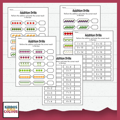 Math Worksheets for Kids | Addition, Subtraction, Place Value, Number Matching, Fun Math Printables 1–20 | Preschool & Kindergarten Learning