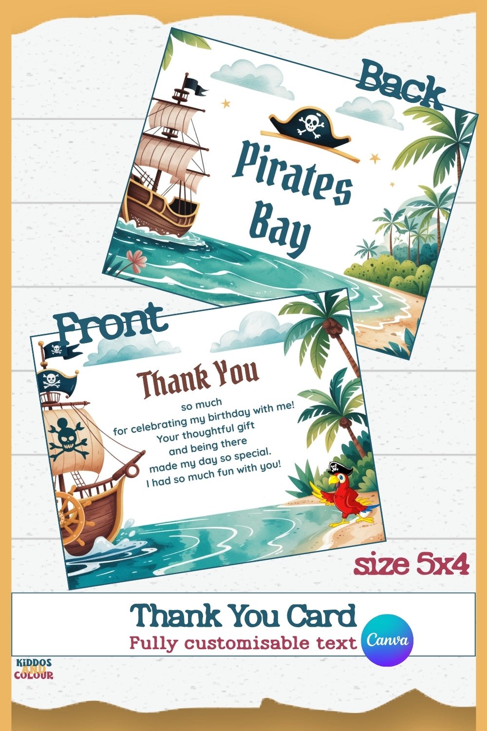 Pirate Birthday Party Kit: Editable Invitation, Thank You Card & Colouring Pages (Digital Download)