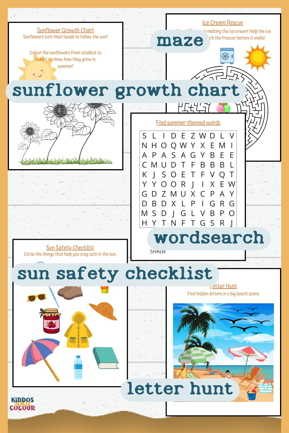 Summer Activity Book for Kids – 60 Fun Printable Pages with Colouring, Mazes, Word Searches, Puzzles & More | Instant Download