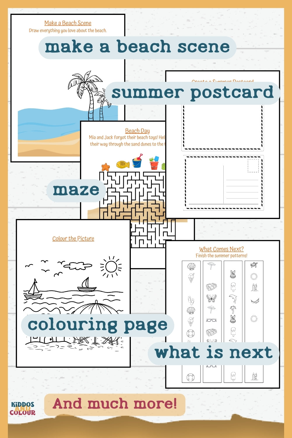 Summer Activity Book for Kids – 60 Fun Printable Pages with Colouring, Mazes, Word Searches, Puzzles & More | Instant Download
