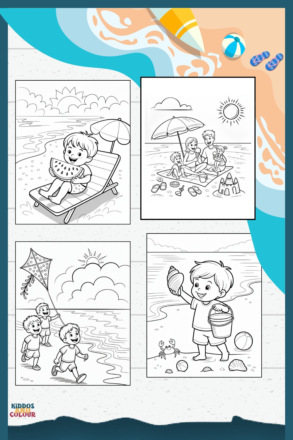 30 Summer Colouring Book for Kids | Beach, Water, Sand, Family Activities, Summer Holiday | Instant Download