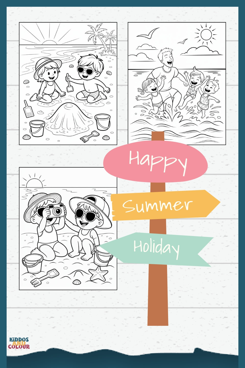 30 Summer Colouring Book for Kids | Beach, Water, Sand, Family Activities, Summer Holiday | Instant Download