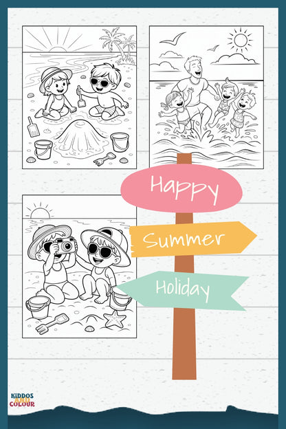 30 Summer Colouring Book for Kids | Beach, Water, Sand, Family Activities, Summer Holiday | Instant Download