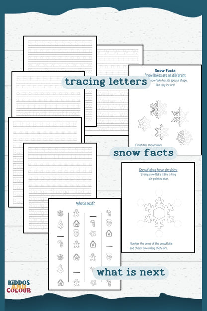 Winter Activity Book for Kids, Printable Christmas Worksheets, Colouring Pages, Puzzles, Mazes and more!