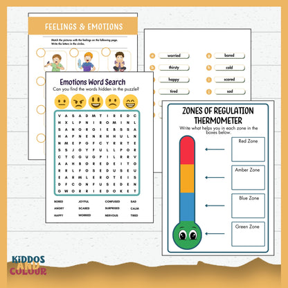 Emotions Worksheets Printable Bundle: Big Feelings Activities & Posters for Kids, Social Emotional Learning, Emotional Faces Recognition