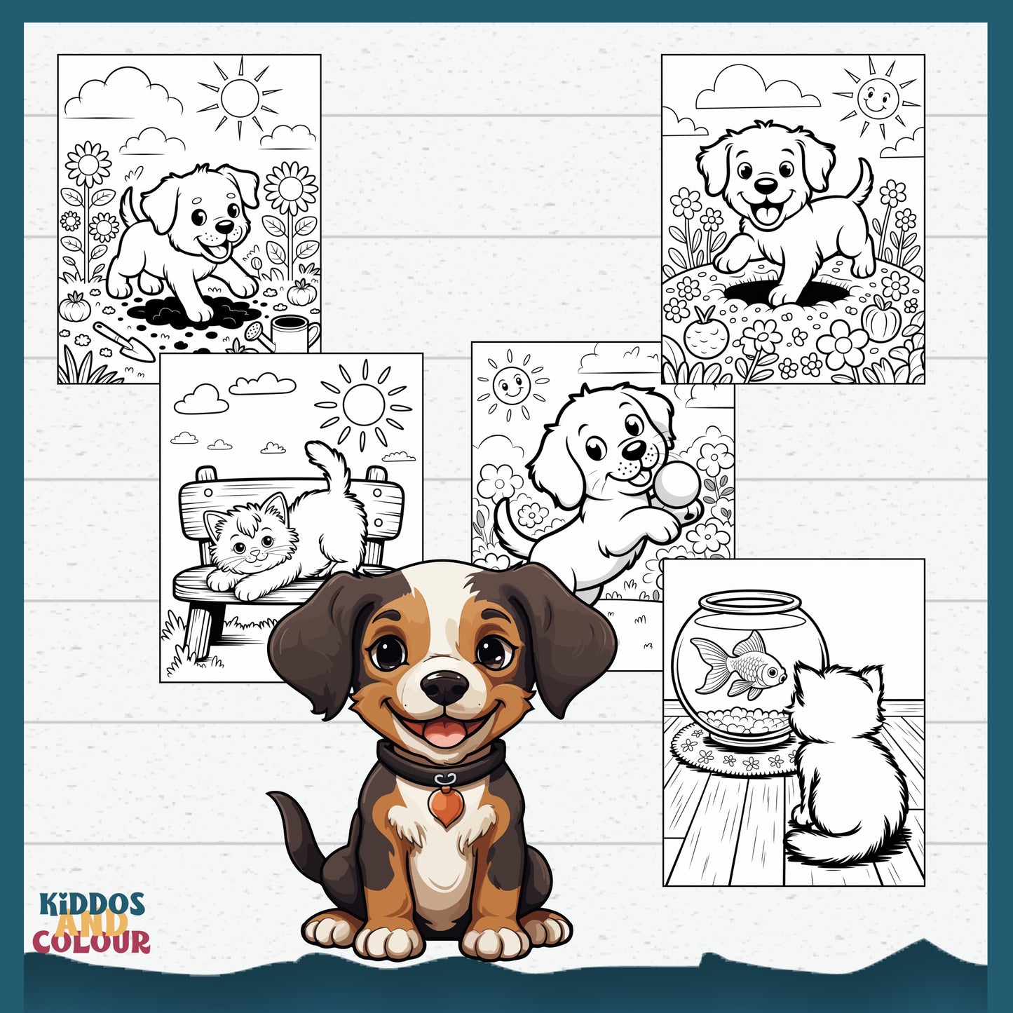 40 Cute Pets Colouring Pages for Kids – Printable Sheets with Cats, Dogs, Puppies, Kittens, Hamsters & Guinea Pigs | Instant Download