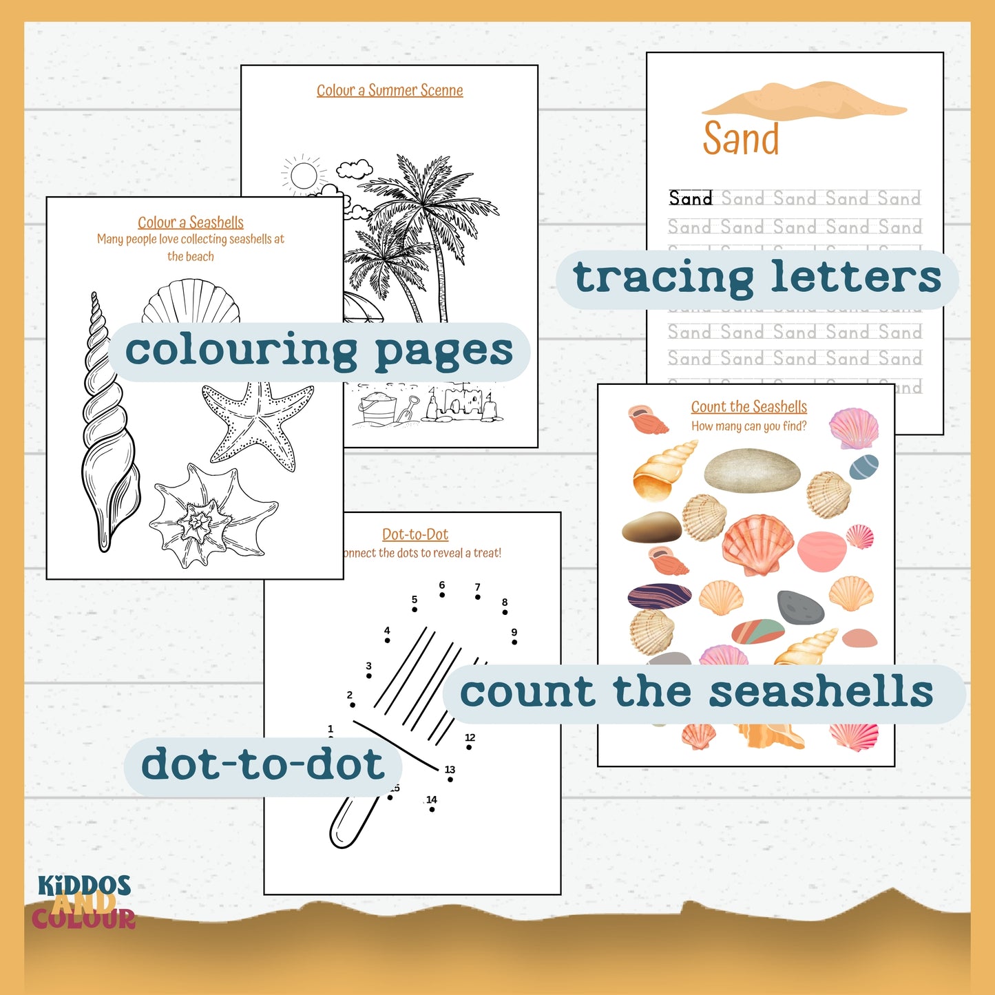 Summer Activity Book for Kids – 60 Fun Printable Pages with Colouring, Mazes, Word Searches, Puzzles & More | Instant Download