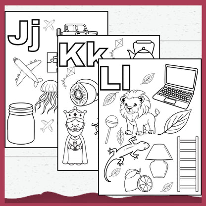 Alphabet Colouring Pages for Toddlers, Pre-schoolers Learning Activity Pages