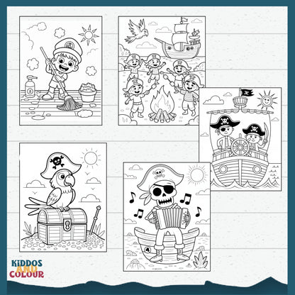 Pirate Adventure Colouring Pages: Kids Printable Activity Book (PDF Download)