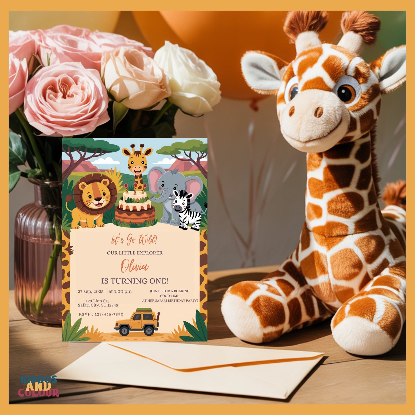 Safari Birthday Invitation | Printable Wild Animals Invite | Jungle Animals Party Invite | Editable Template