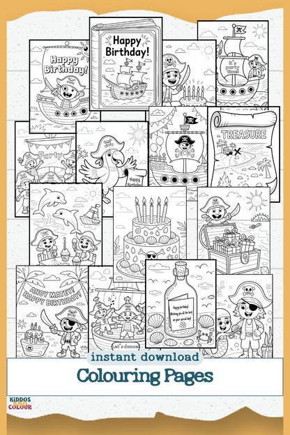 Pirate Birthday Party Kit: Editable Invitation, Thank You Card & Colouring Pages (Digital Download)