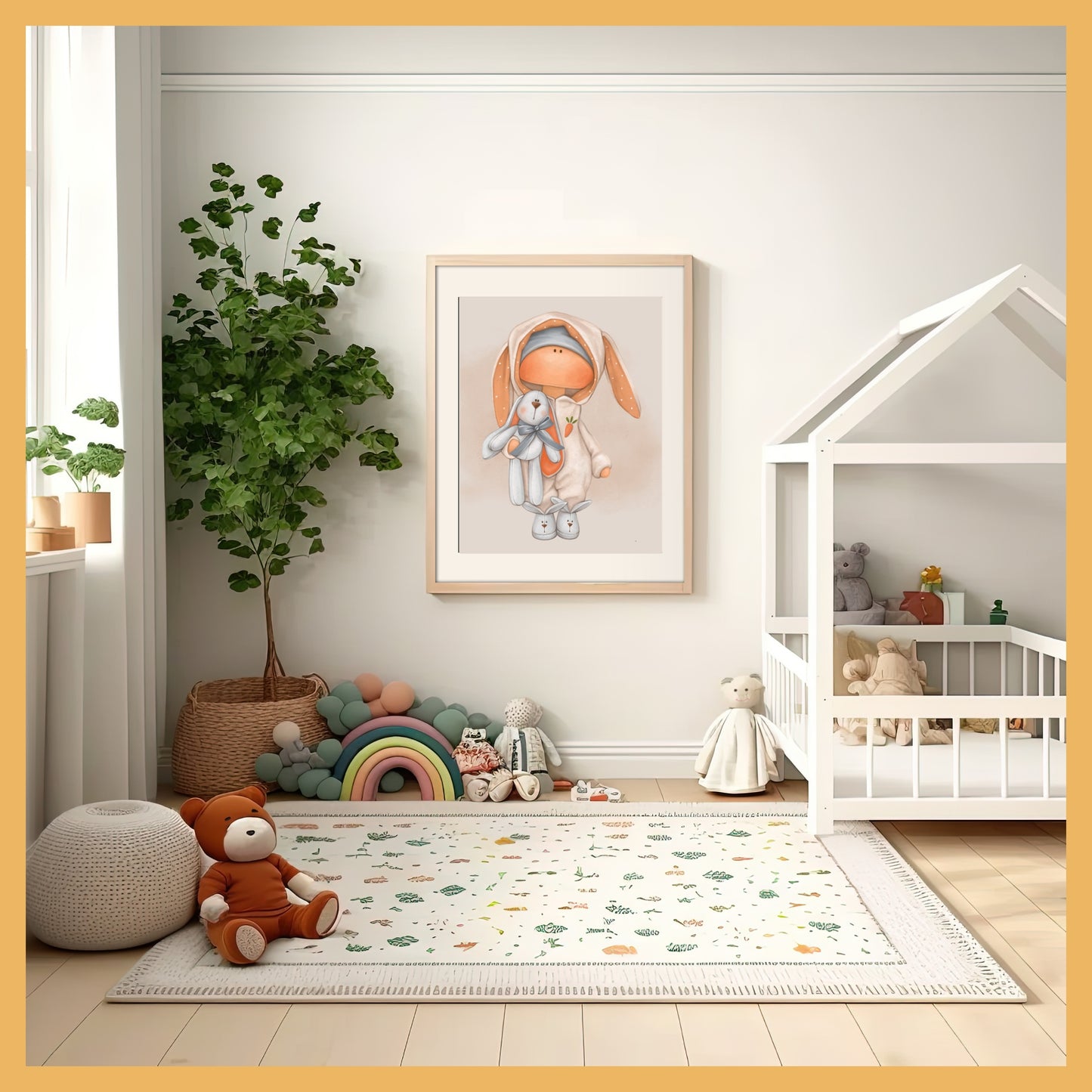 Printable Wall Art – "Cute Sleepyhead" | Tilda Doll Bunny Nursery Print | Baby Room Decor | Digital Download