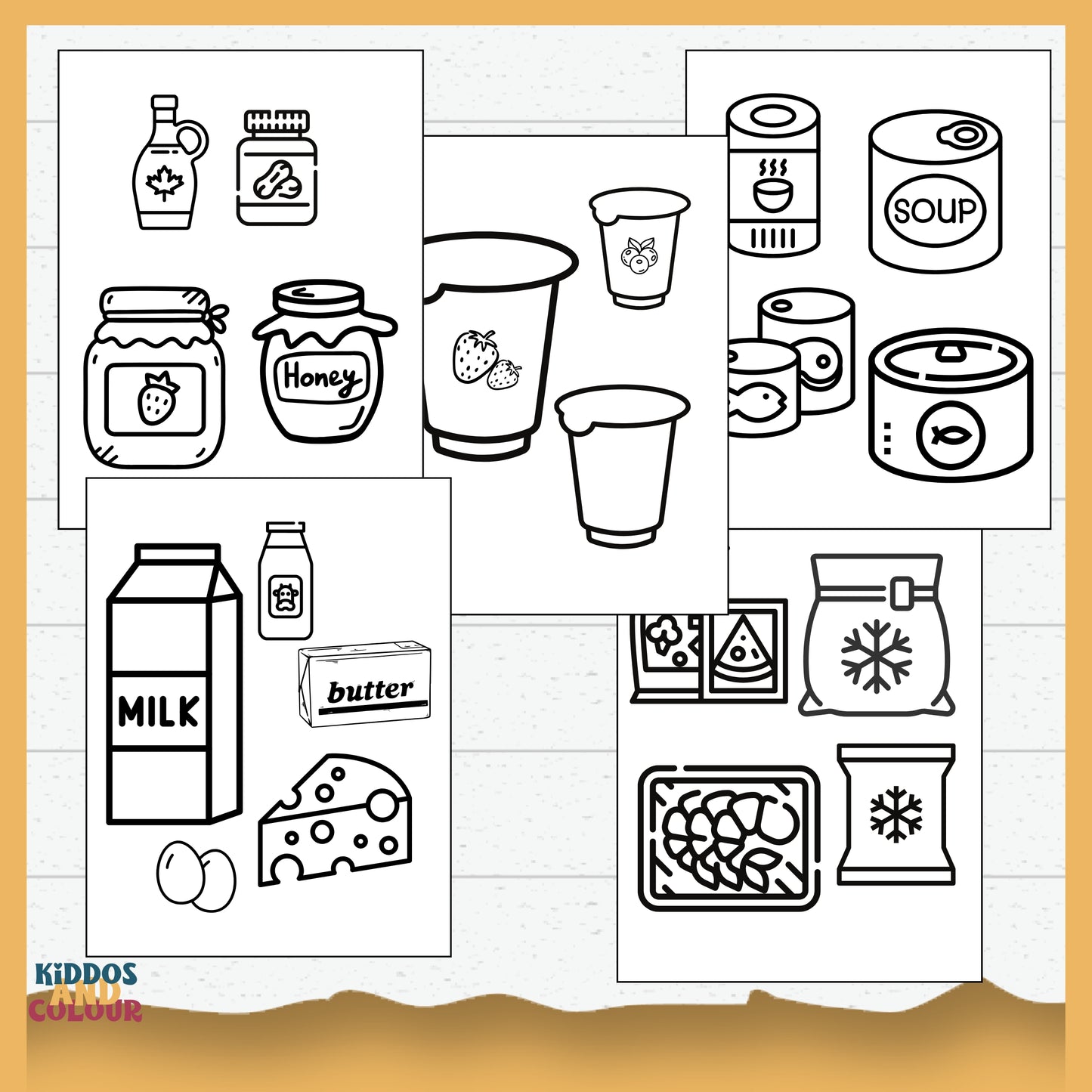 Supermarket Printable Colouring Sheets for Toddlers - Bold & Easy Preschool Activity Book