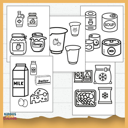 Supermarket Printable Colouring Sheets for Toddlers - Bold & Easy Preschool Activity Book