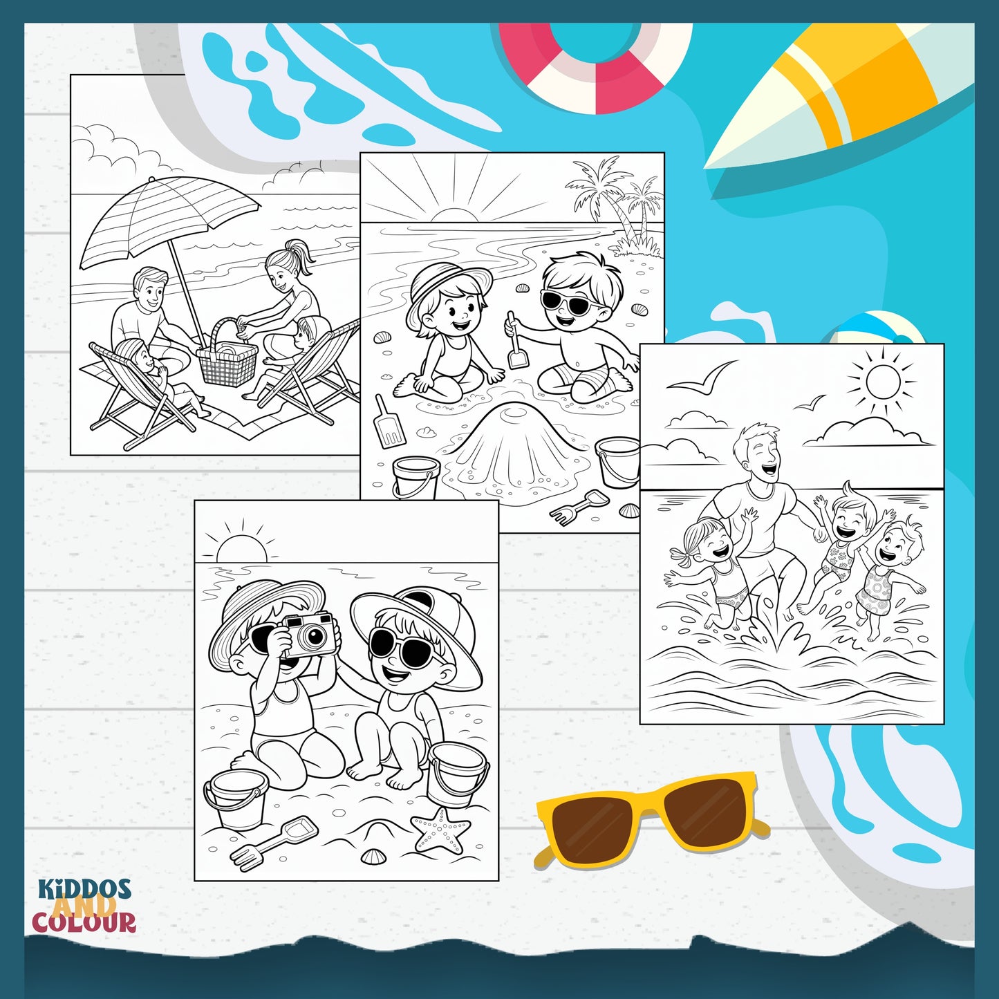 30 Summer Colouring Book for Kids | Beach, Water, Sand, Family Activities, Summer Holiday | Instant Download