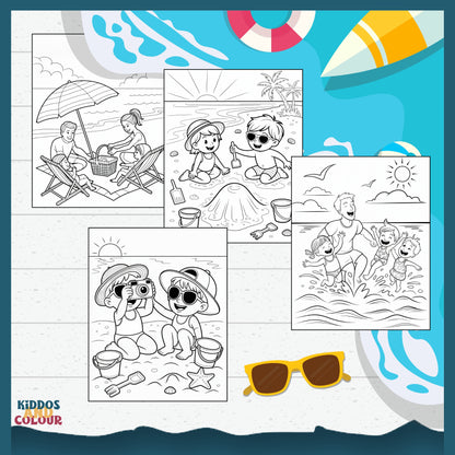 30 Summer Colouring Book for Kids | Beach, Water, Sand, Family Activities, Summer Holiday | Instant Download