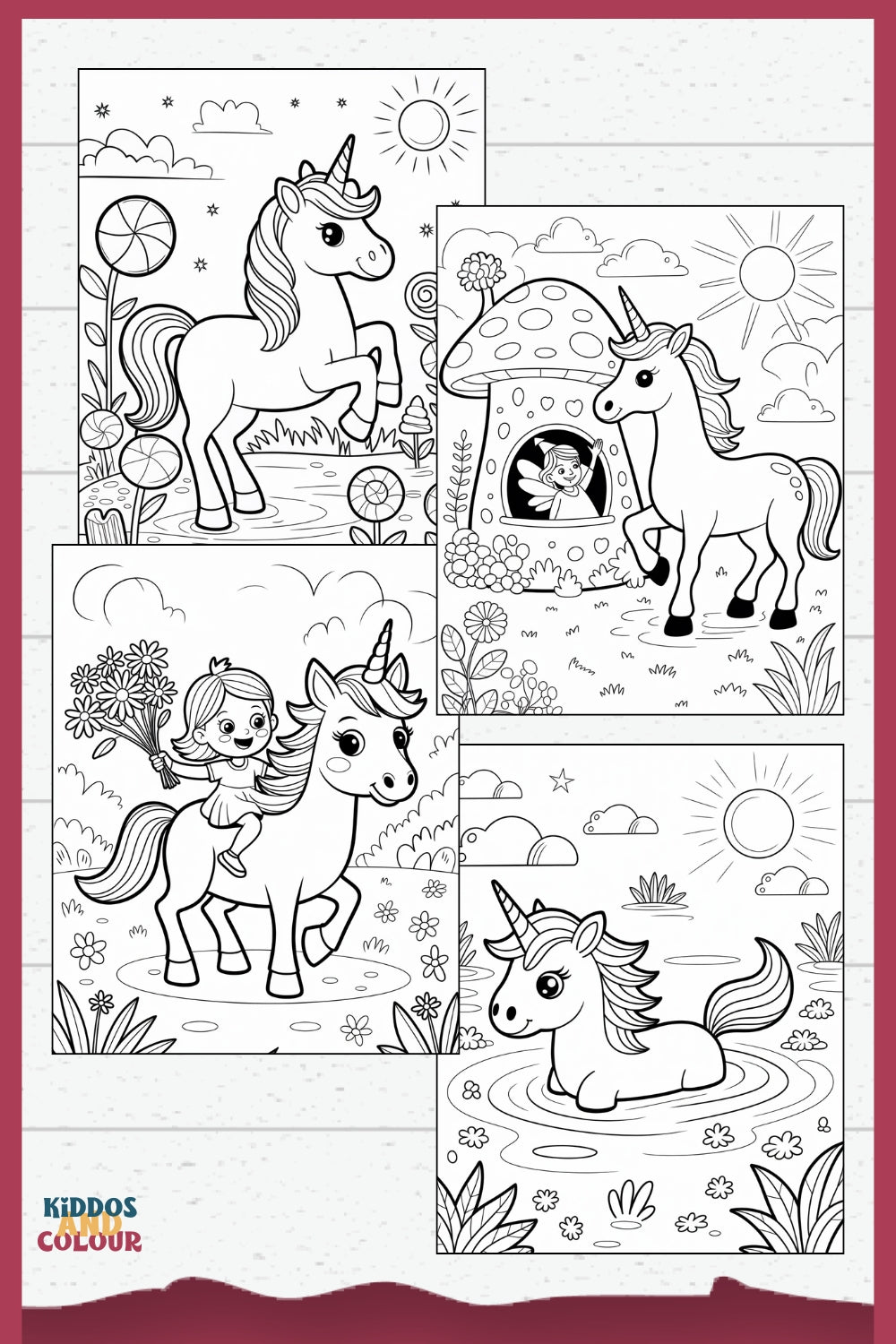 50 Unicorn Colouring Pages: Magical Colouring Book for Kids Ages 4-8 (Digital Download)