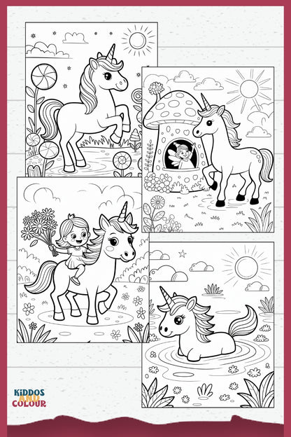 50 Unicorn Colouring Pages: Magical Colouring Book for Kids Ages 4-8 (Digital Download)