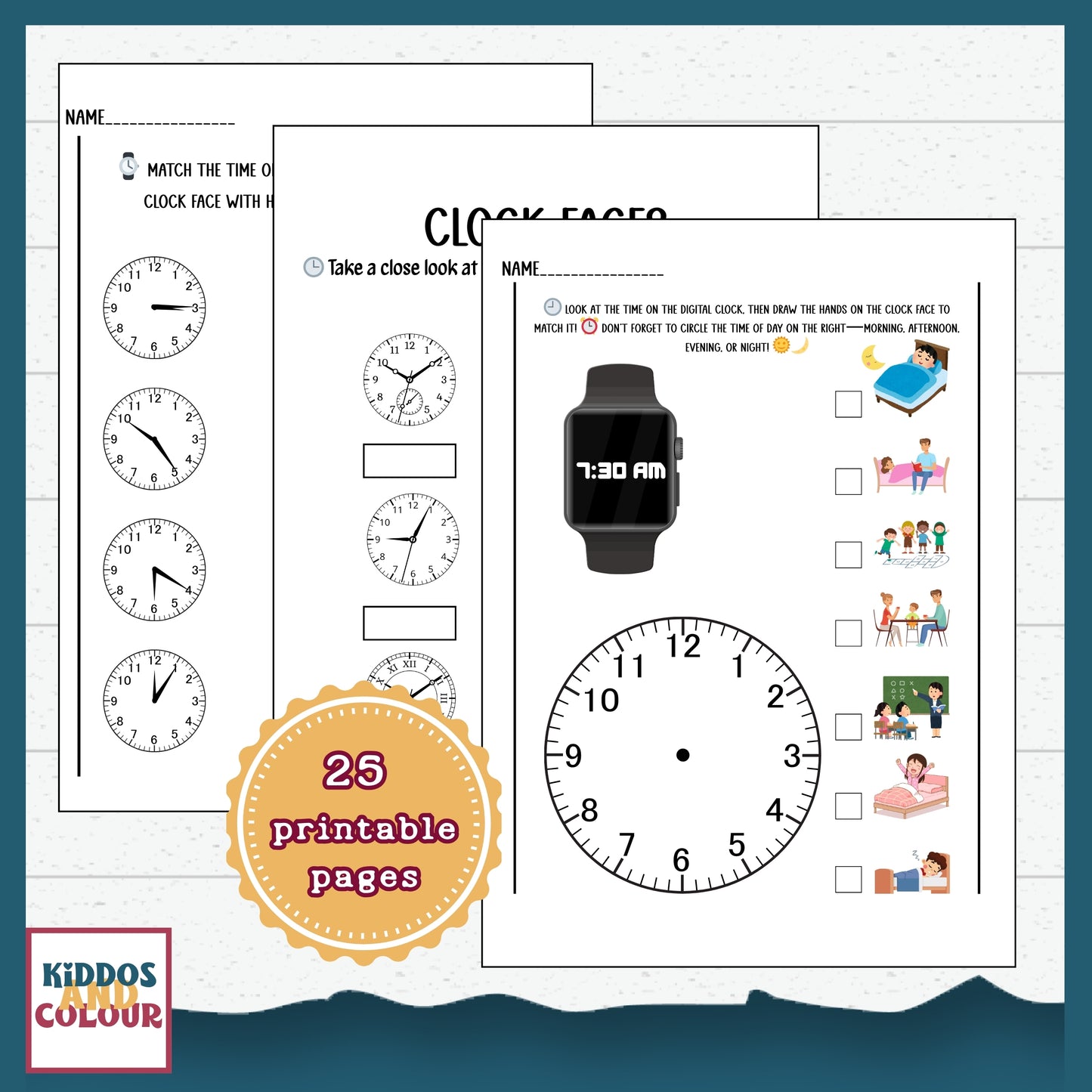 Time and Clock- Telling Time Worksheets for Kids, 25 Printable Activity Pages and DIY clock craft | Instant Download