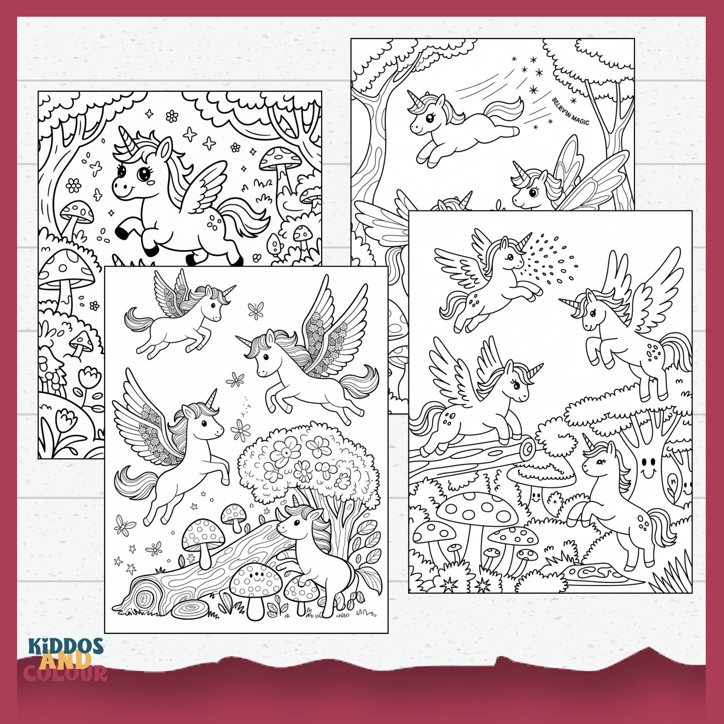 Magical Unicorn Adventure – 35 Unicorn Colouring Pages for Kids | Printable Fantasy Colouring Pages | Cute Unicorns, Creatures and Nature