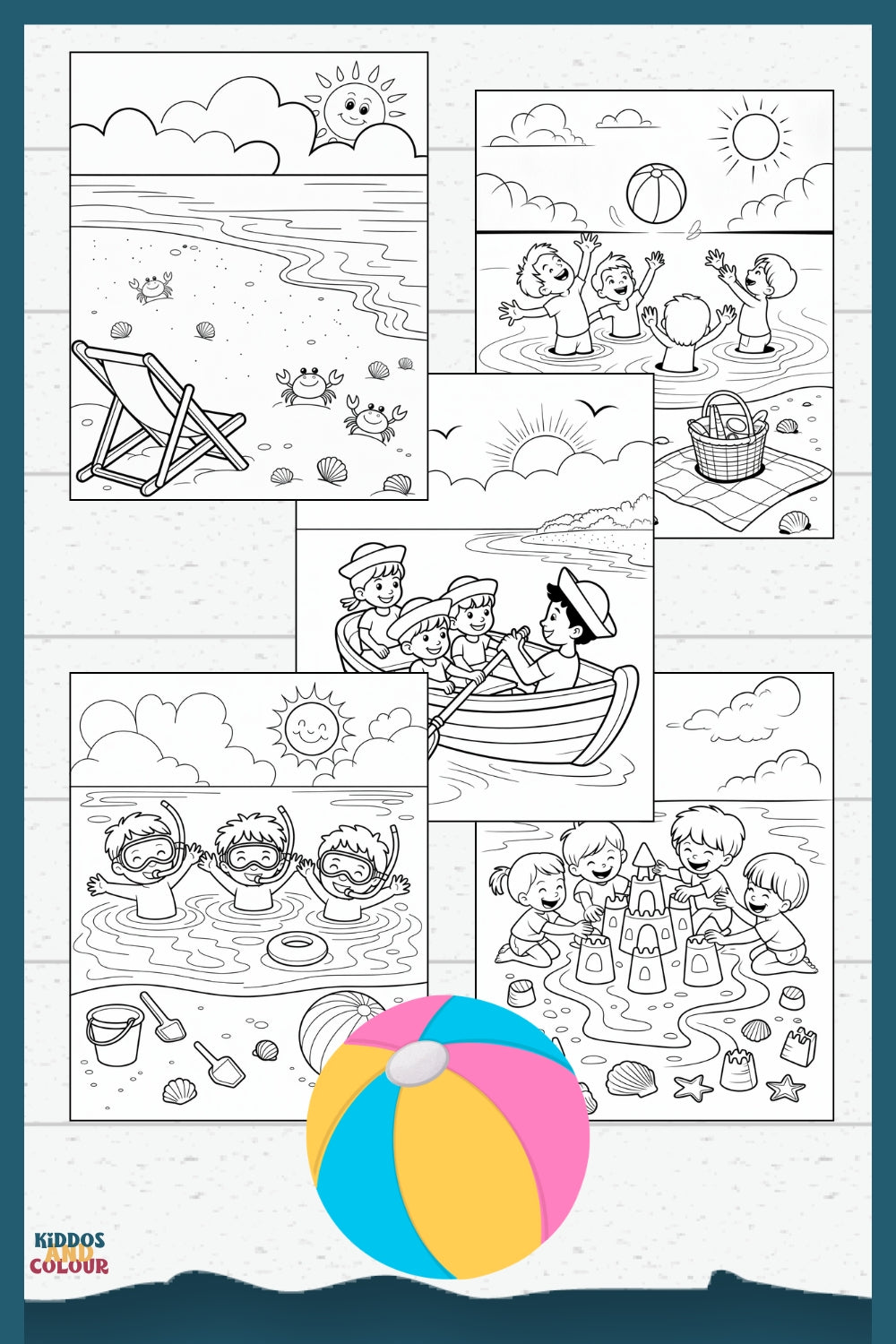 30 Summer Colouring Book for Kids | Beach, Water, Sand, Family Activities, Summer Holiday | Instant Download