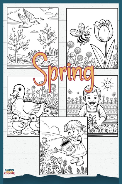 60+ Nature & Seasons Colouring Pages for Kids, Printable Activity Pages (Digital Download)