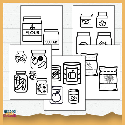 Supermarket Printable Colouring Sheets for Toddlers - Bold & Easy Preschool Activity Book