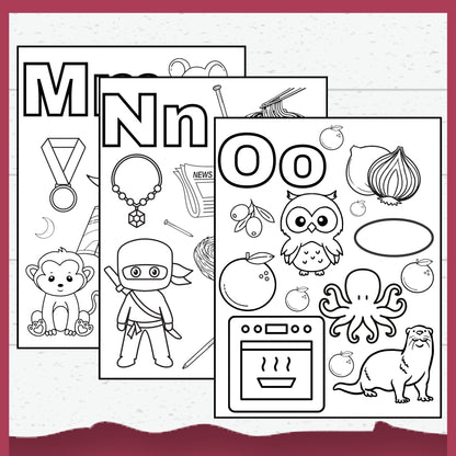 Alphabet Colouring Pages for Toddlers, Pre-schoolers Learning Activity Pages