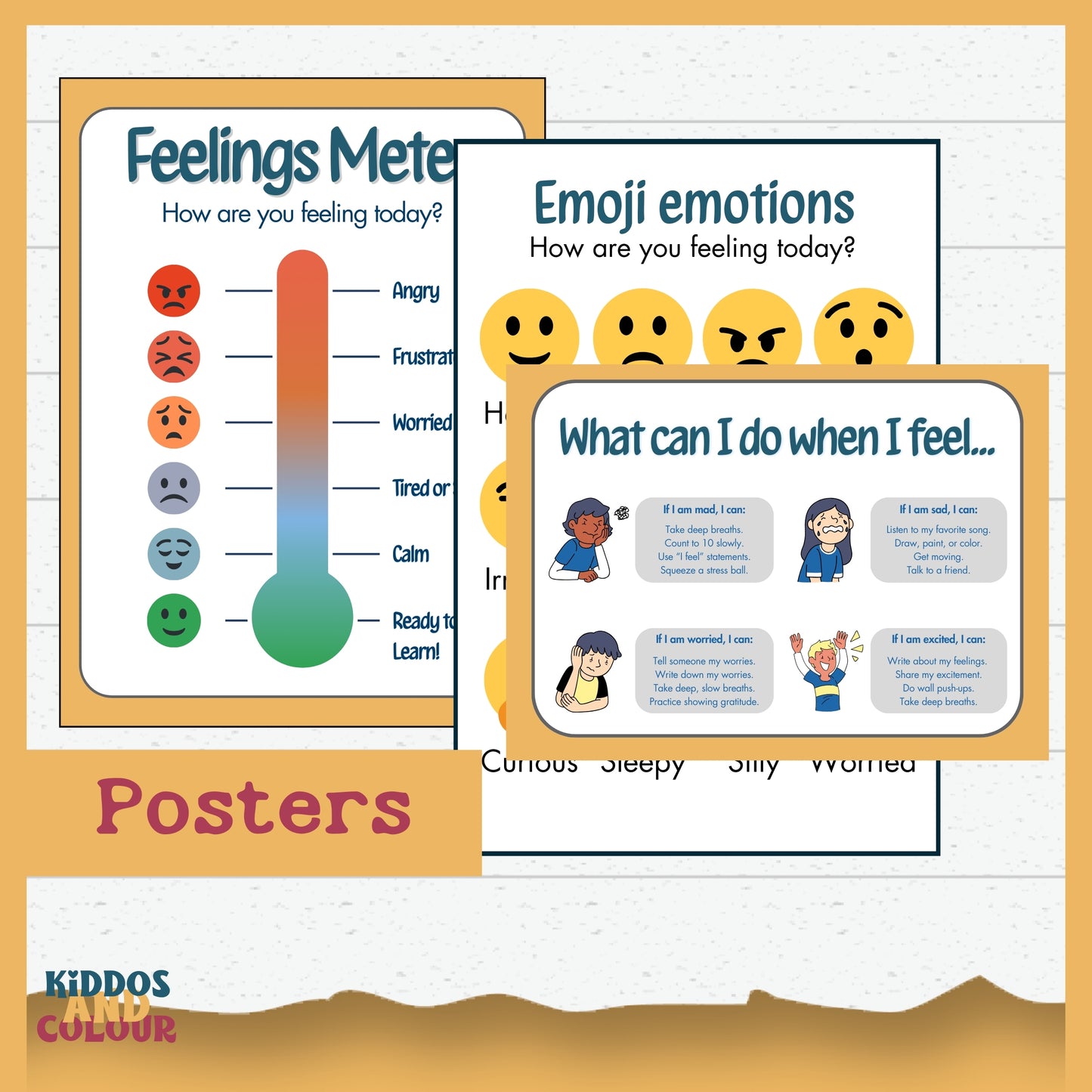 Emotions Worksheets Printable Bundle: Big Feelings Activities & Posters for Kids, Social Emotional Learning, Emotional Faces Recognition