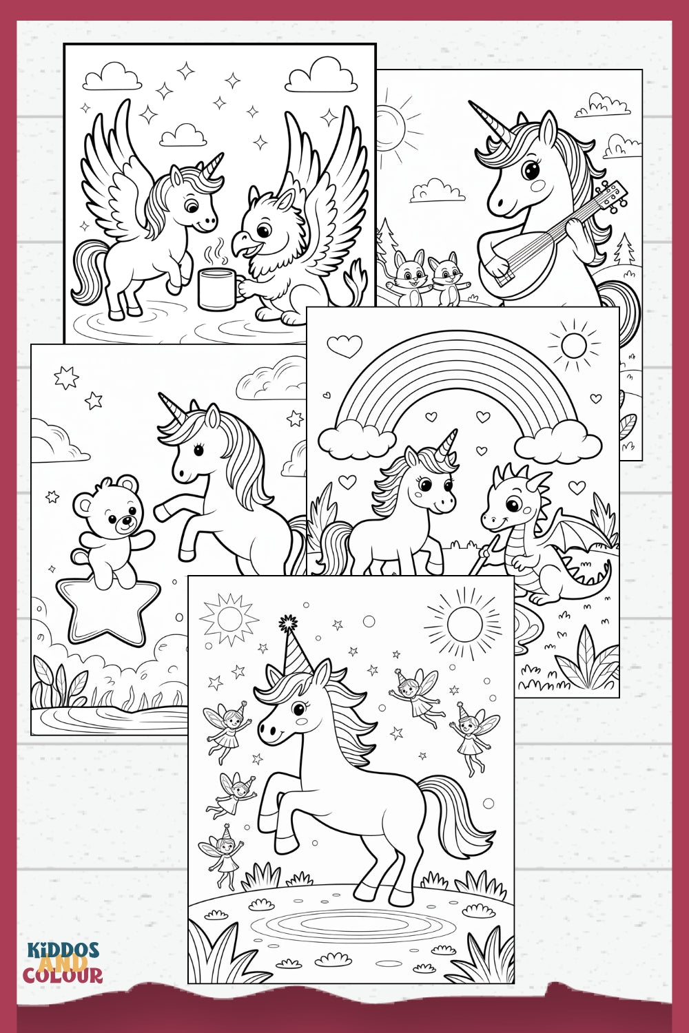 50 Unicorn Colouring Pages: Magical Colouring Book for Kids Ages 4-8 (Digital Download)
