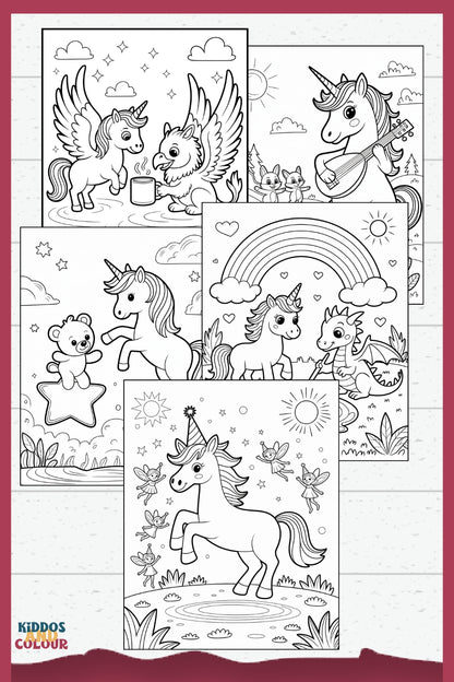 50 Unicorn Colouring Pages: Magical Colouring Book for Kids Ages 4-8 (Digital Download)