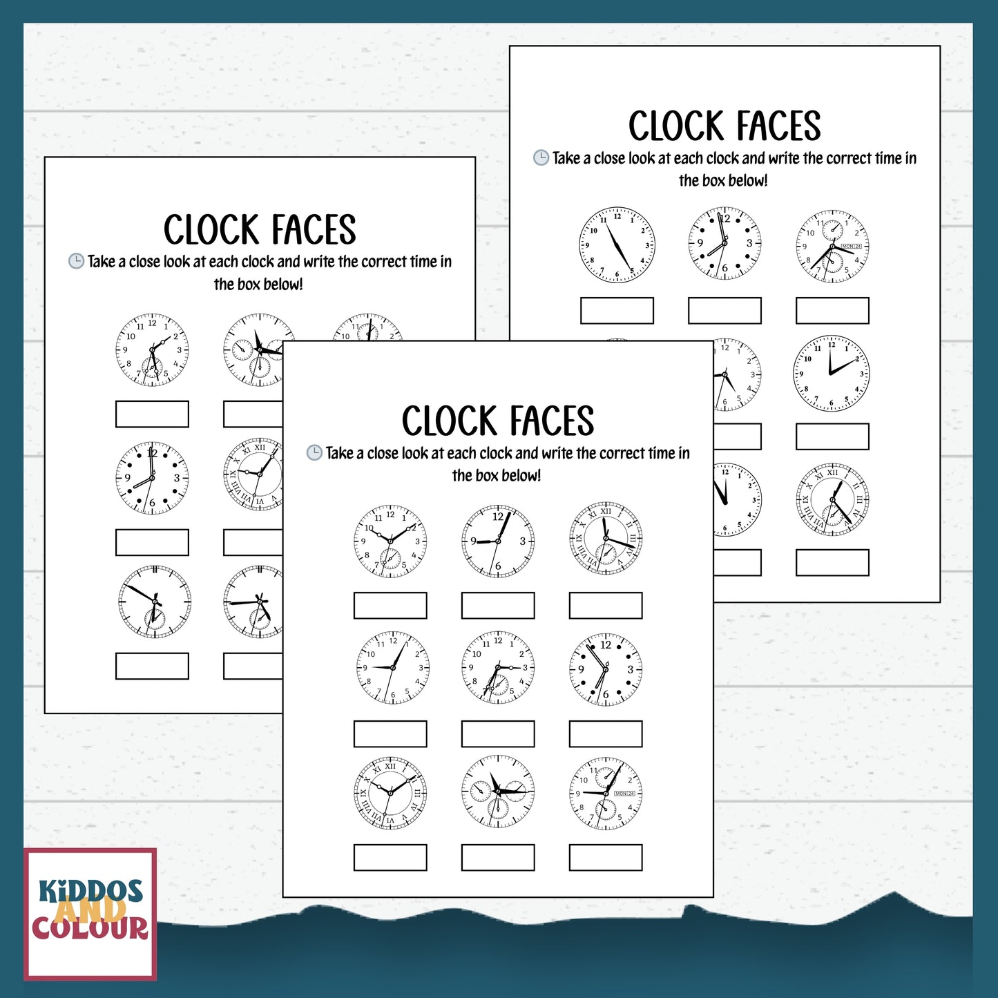 Time and Clock- Telling Time Worksheets for Kids, 25 Printable Activity Pages and DIY clock craft | Instant Download